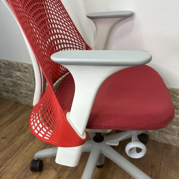 ハーマンミラー セイルチェア 2012年製 SAYL Chairs デザインチェア 中古オフィス家具 固定肘 レッド　b;_画像5