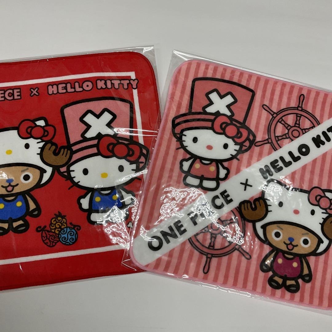 ONE PIECE ハローキティ コラボ タオルハンカチ 2枚 ワンピース ONE PIECE ハローキティ コラボ タオルハンカチ 2枚 ワンピース