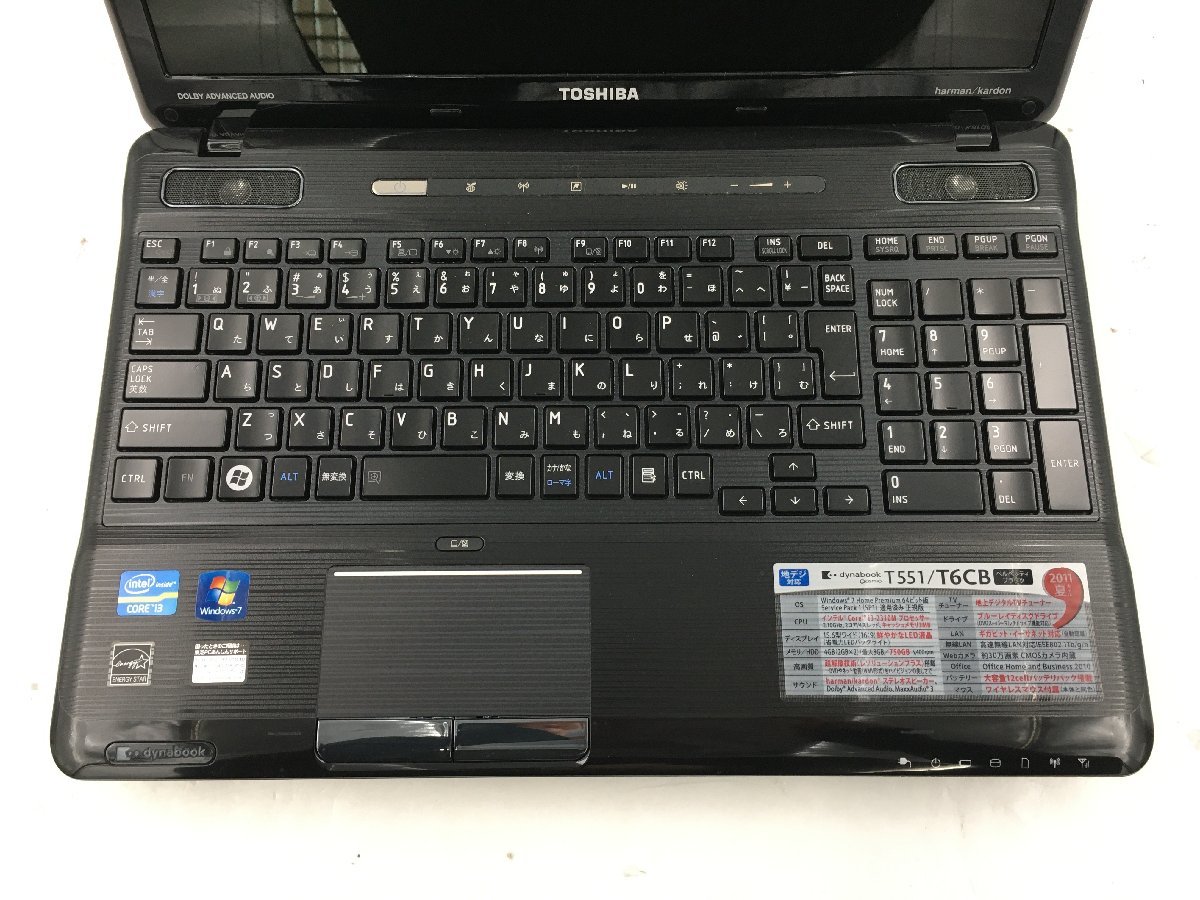 ♪▲【TOSHIBA 東芝】ノートPC/Core i3 2310M(第2世代)/HDD 750GB dynabook Qosmio T551/T6CB Blanccoにて消去済み 1103 N 22_画像2