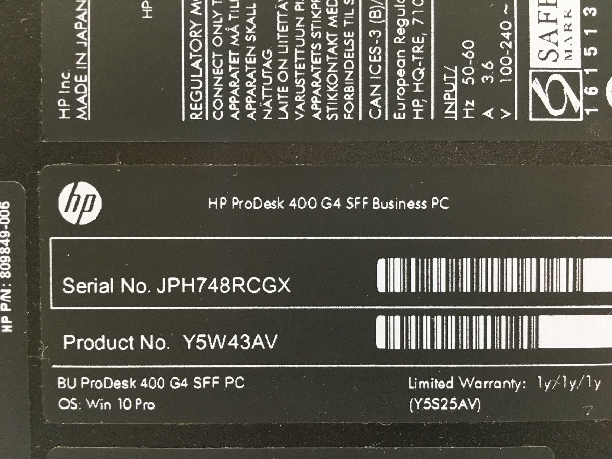 ♪▲【HP エイチピー】デスクトップPC/Core i3 6100(第6世代)/HDD 500GB HP ProDesk 400 G4 SFF Blanccoにて消去済み 1115 D 22_画像6