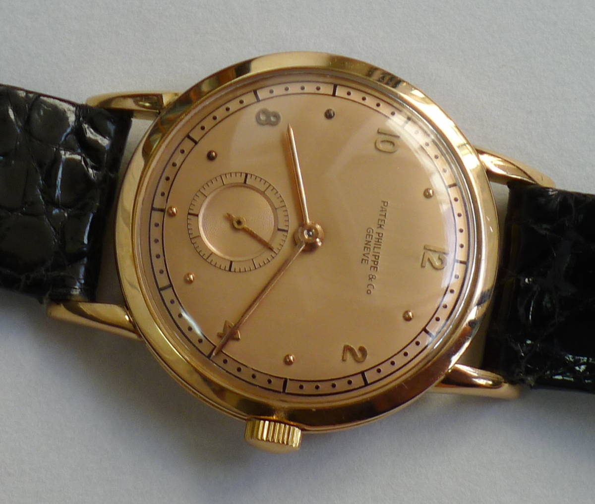  free shipping *Patek Philippe / Patek * Philip * Calatrava 18KPG pure gold * pink diamond ru*CAL.10-100 hand winding men's,OH settled *