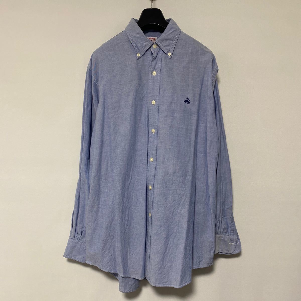 美品 アメリカ 製 ブルックス ブラザーズ オックスフォード ボタンダウン シャツ M brooks brothers USA エンブレム OX ford SHIRT 米国_画像1