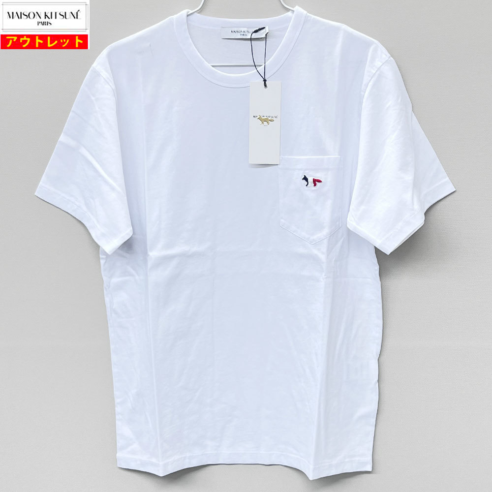 【72279BS】未使用・アウトレット処分品 MAISON KITSUNE/メゾン キツネ S FM00120KJ0010 ホワイト 半袖 Tシャツ メンズの画像1