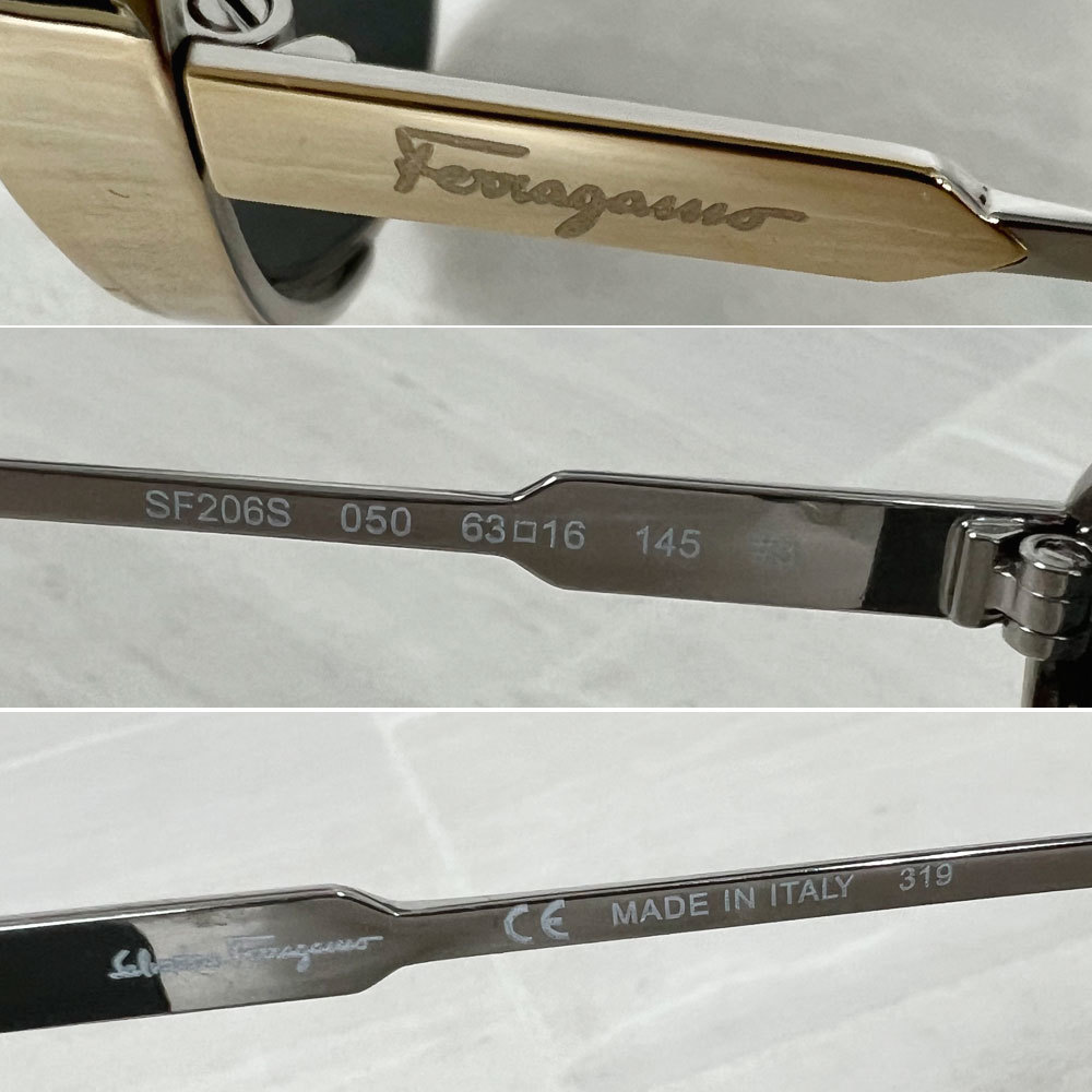 【71457-2BS】 未使用・アウトレット処分品　Salvatore Ferragamo/フェラガモ　サングラス　SF206S 728572　ゴールド　イタリア製_画像6