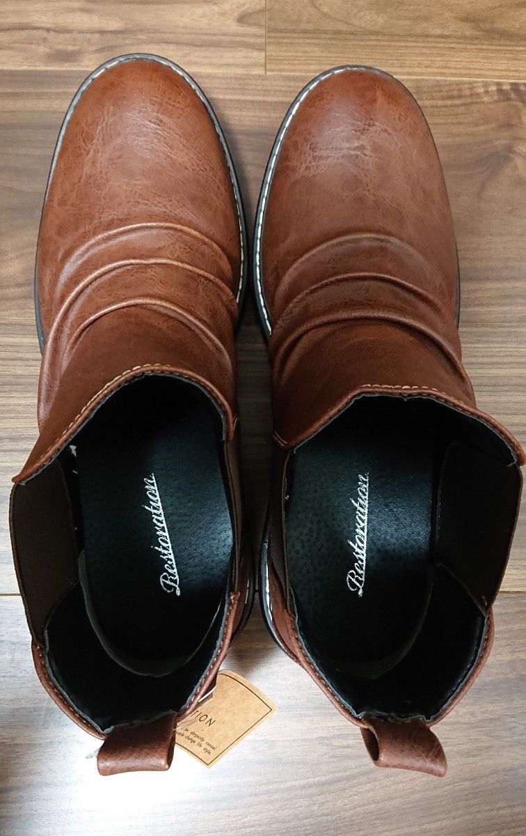 ★靴⑤ メンズ ハーフブーツ 茶 ブラウン  新品 26.5cm
