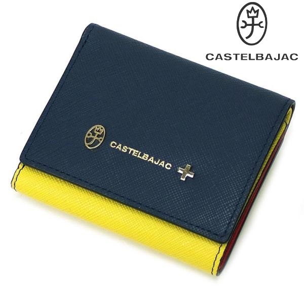  новый товар CASTELBAJAC Castelbajac телячья кожа 3. складывать кошелек compact кошелек темно-синий * кроме того выставляется.!CA15079