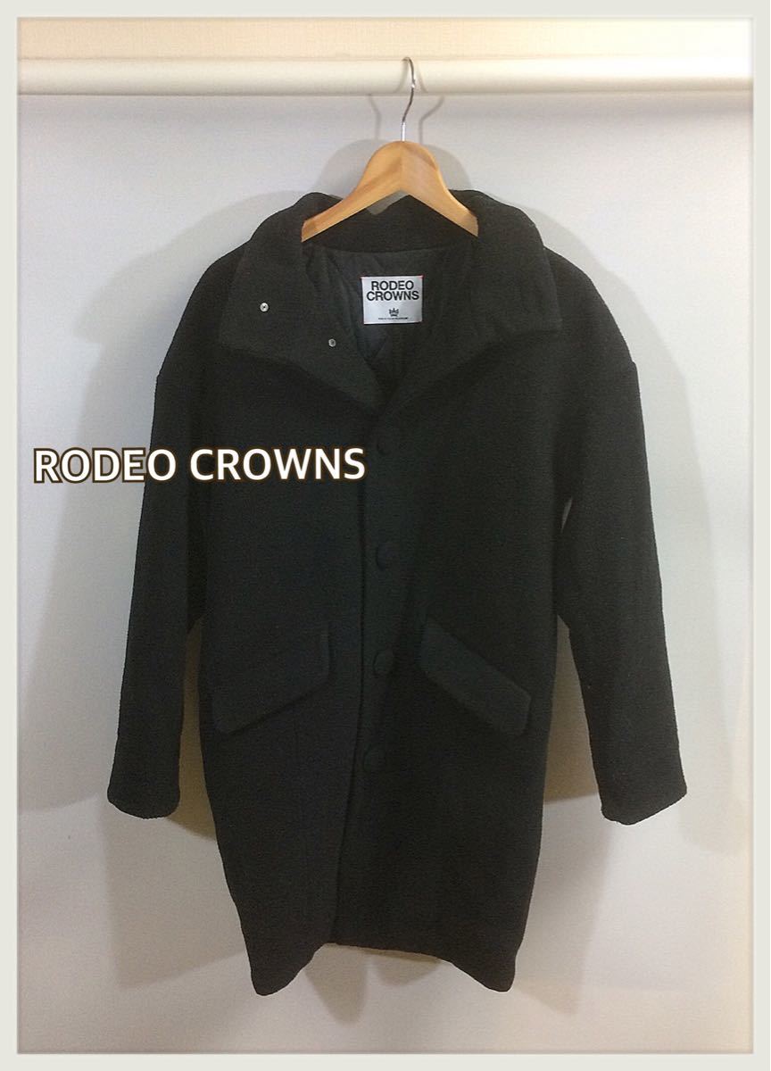 #RODEO CROWNS Rodeo Crown # теплый длинное пальто черный женский : M*T-353