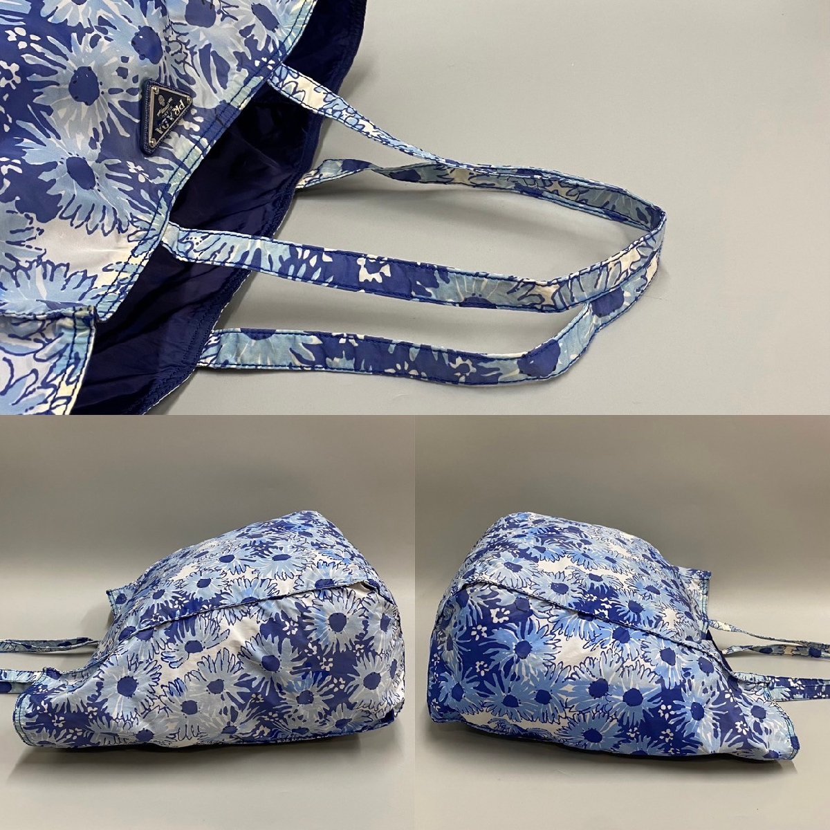 美品 PRADA プラダ 希少品 三角ロゴ 金具 花柄 総柄 ナイロン 美品 PRADA プラダ 希少品 三角ロゴ 金具 花柄 総柄 ナイロン