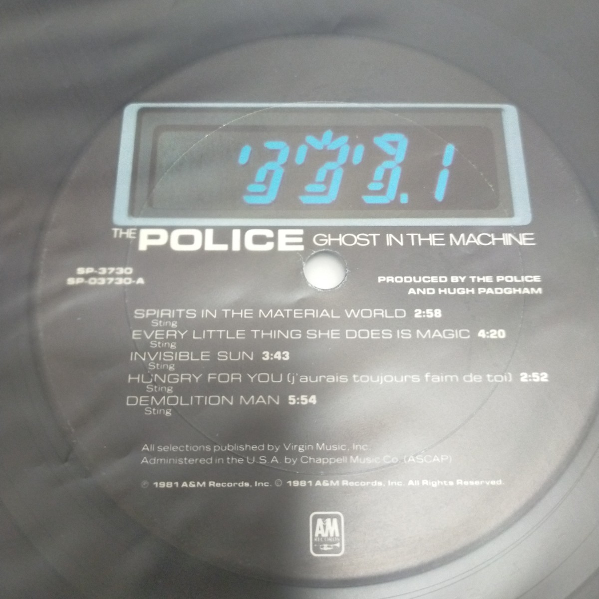 US ORG盤LP/THE POLICE ポリス/GHOST IN THE MACHINE/A＆M SP-3730 US ORIGINAL テカりJKT仕様/両面にSTERLING刻印有/STING スティング_画像8