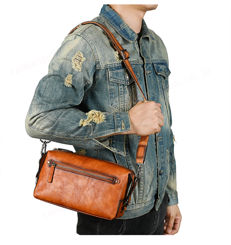 本革 メンズ ショルダーバッグ 斜め掛け 男性用 メッセンジャーバッグ レザー 大容量 7.9インチiPad対応 アウトドア 通勤 通学 自転車 鞄