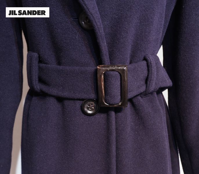 JIL SANDER ジル サンダー　ベルト付きオーバーコート　アンゴラ混　ネイビー　S～Mサイズ　冬　S～M　美品_画像6