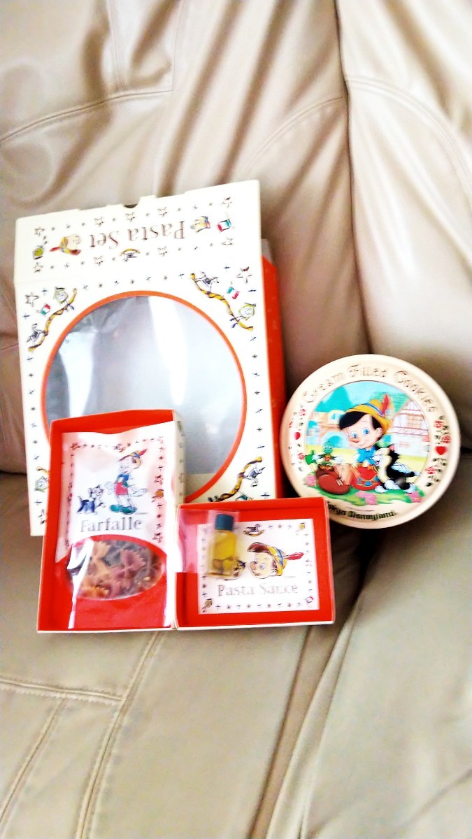  Father's day rare 1990 year Tokyo Disney si-.. Pinocchio (L) can ji minnie Figaro cat embroidery dry pasta set box attaching lease equipment ornament construction retro 