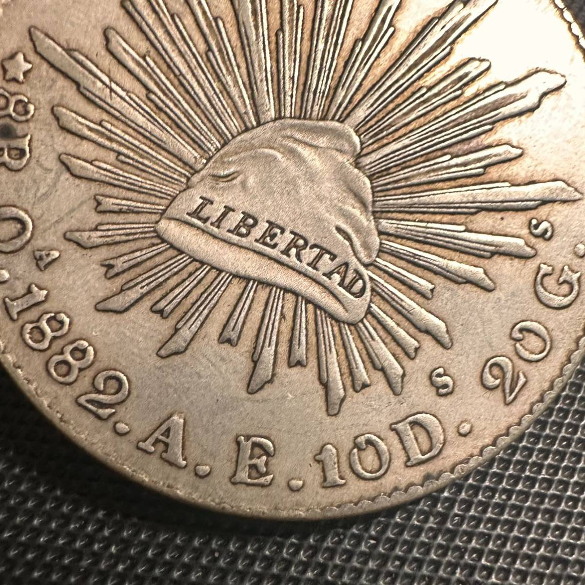 古錢　メキシコ　1882年 大型コイン　E77大型銀貨 貿易銀 重さ26.8g_画像3