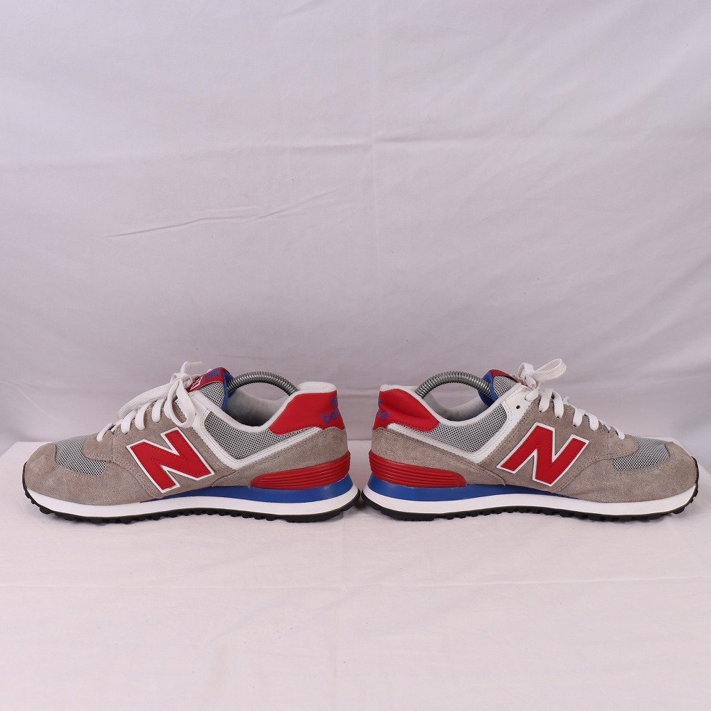 574 ニューバランス 26.5cm/new balance グレー 灰色 赤 青 中古 古着 スニーカー メンズ yy8180_画像5