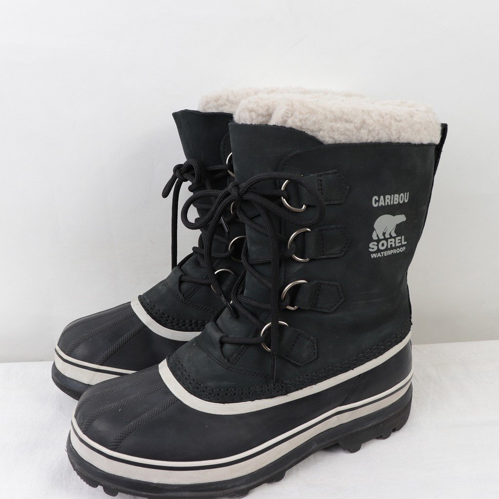 ソレル ウィメンズ US 9 /26.0cm カリブー スノーブーツ ヌバック ブラック SOREL CARIBOU メンズ ウインターブーツ 中古靴 古着 eb1104_画像1