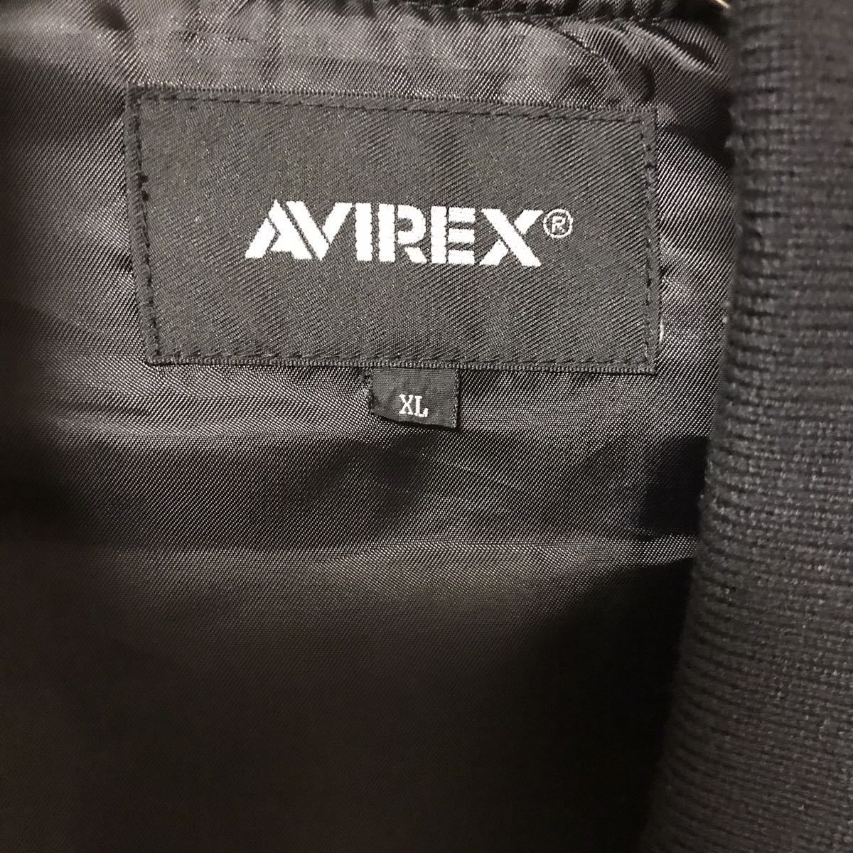 AVIREX LEATHER TYPE MA-1 アヴィレックス レザー ブラック XL シープスキン_画像2