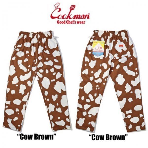 送料0 【COOKMAN】クックマン Chef Pants シェフパンツ Cow Brown 231-33805 -M 牛柄 茶牛 アニマル柄 男女兼用 イージーパンツ 西海岸_画像3