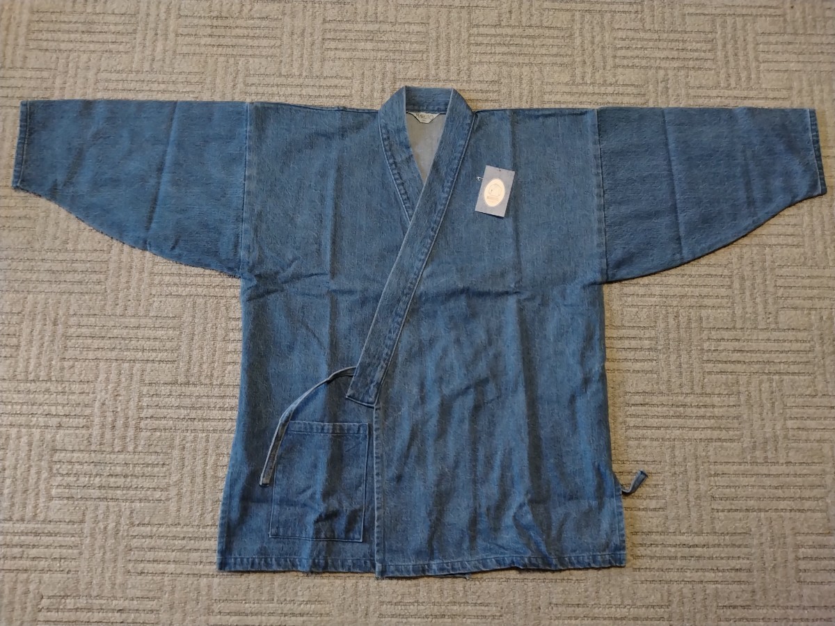 入荷しました 岡山 井原 日本製 藍の里 デニム 作務衣 上下セット LLサイズ 綿100％ メンズ 最高級 紺 和装 和服 甚平 倉敷 児島 512_画像2