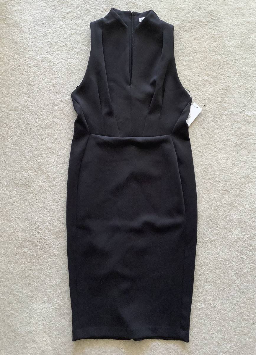 Calvin Kleinカルバンクライン新品10♪黒の綺麗で上品・大人の美シルエットスキューバドレス_美シルエット