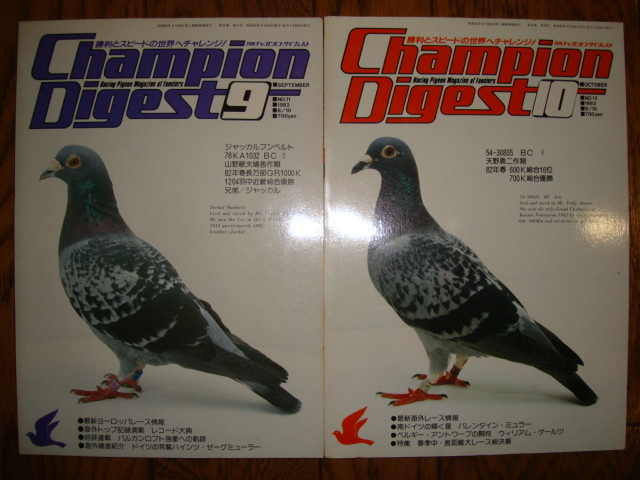 月刊チャンピオンダイジェスト 1982年(昭和57年) 下半期 6冊セット★CHAMPION DIGESTレース鳩/鳩レース/レースピジョン/愛鳩の友/鳩界/銘鳩_画像3