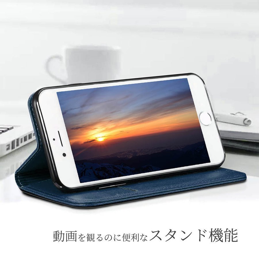 AQUOS wish2 ケース 手帳型 おしゃれ 紺 ネイビー SH-51C カバー A204SH wish SHG06 A104SH SH-M20 シンプル レザー スマホケース 送料無料_画像4