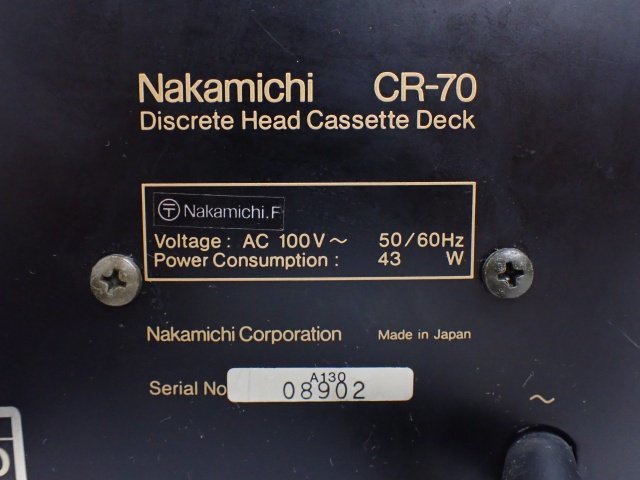 【部品取り】Nakamichi ディスクリート3ヘッドシングルカセットデッキ CR-70 ナカミチ ◆ 6C5DD-22_画像5