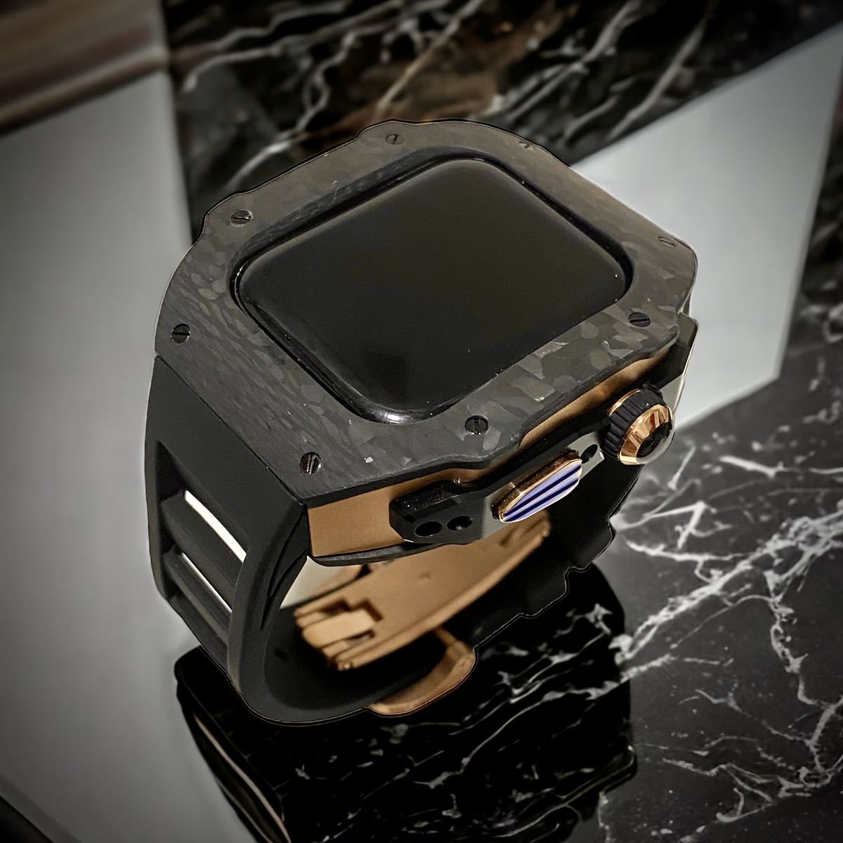 アップルウォッチ　ウルトラ　カバー　ケース　Apple Watch ultra 49mm カーボン　ブラックローズゴールド　49ミリ　カスタム