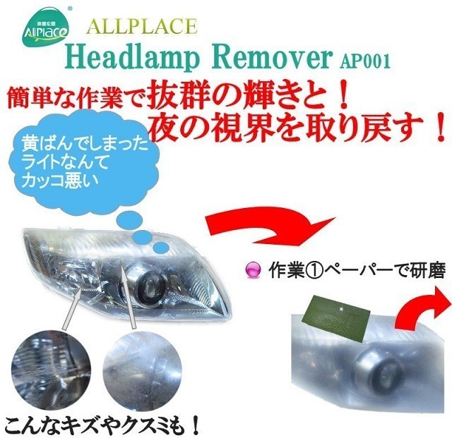 クリアーリキッド専門店　最新ハイスペックモデル 5本 　再生スチーマー　Allplace ヘッドライトリムーバー溶剤　オールプレイス　_画像3