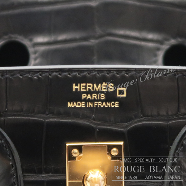 新品　エルメス　バーキン25　ブラック　黒　クロコダイル　アリゲーターマット　ゴールド金具　HERMES　バッグ_画像6