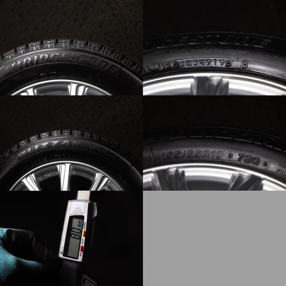 ★新品同様 155/65R13 ブリヂストン VRX 2019年 4本SET オプティネイキッドライフミラムーヴモコルークスAZワゴンREKワゴンMRワゴンアルト_画像8