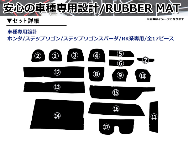 ドアポケット ラバー マット ステップワゴン RK1 RK2 RK5 RK6 コンソールボックス センター ドリンクホルダー シート 傷 保護 水洗い_画像2