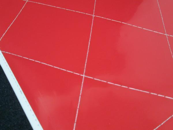 レトロ　ミシン泥除け　450×500　レッド（赤）　裏/黒　フチ/白　2枚セット_画像3
