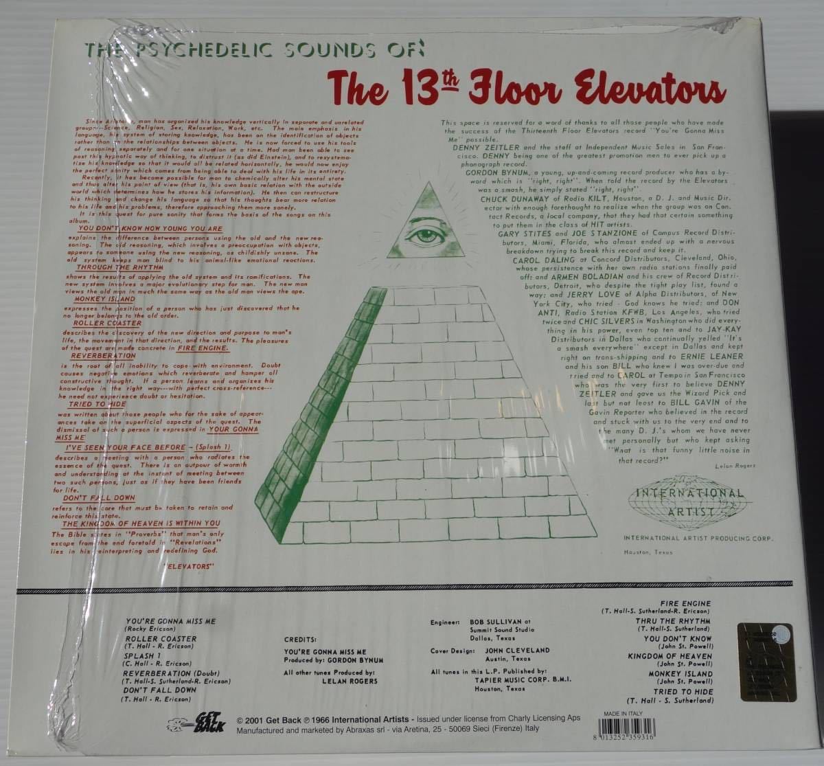 希少 伊 限定180ｇ再発シュリンク 見開きLP THE PSYCHEDELIC SOUNDS OFTHE13TH FLOOR ELEVATORS GET593 サイケ ガレージ_画像2