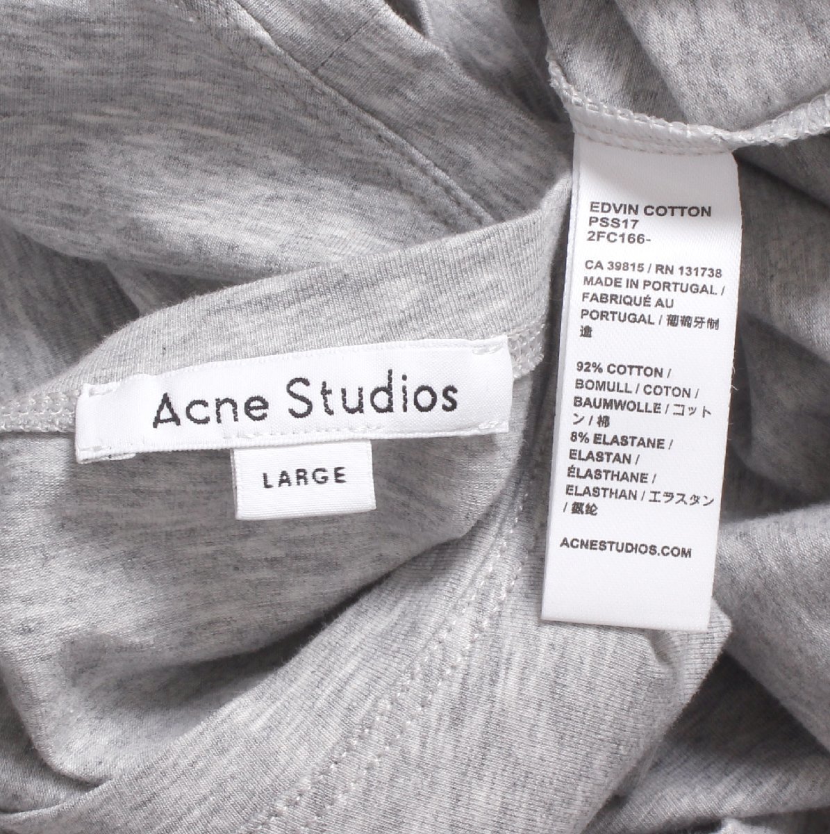 Acne Studios EDVIN COTTON BASE T-SHIRT sizeL gray 2FC166- アクネ ストゥディオズ 半袖 Tシャツ_画像5