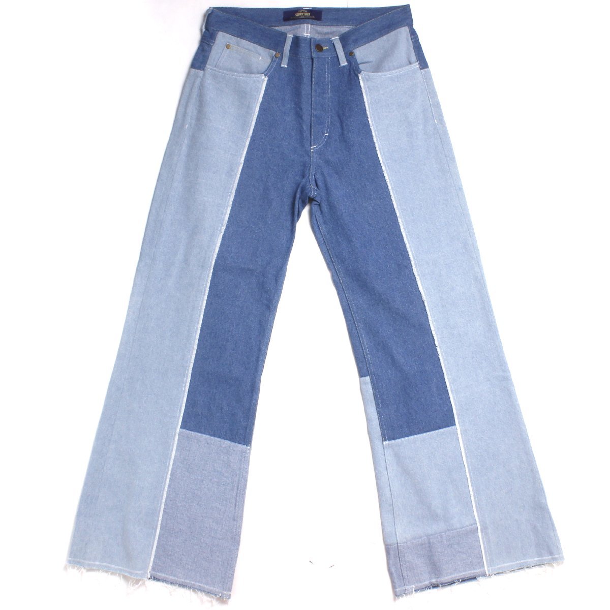 2022高い素材 23AW SHIKITARI PATCHWORK FLARE DENIM 定価18,800円 sizeL BLUE シキタリ