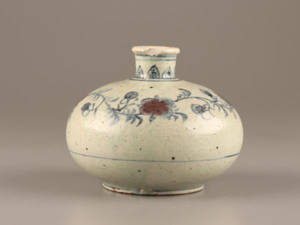 古美術 朝鮮古陶磁器 李朝 辰砂 染付 油壷 時代物 極上品 初だし品 C2597_画像4