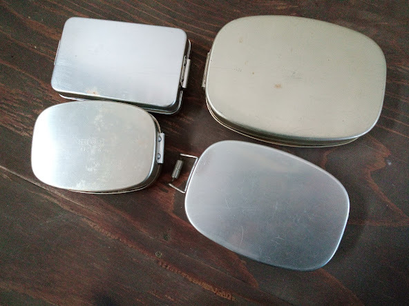 * aluminium lunch box 5 piece set / Tey nen.... case camp leisure box storage box Showa Retro Vintage small articles decoration thing 