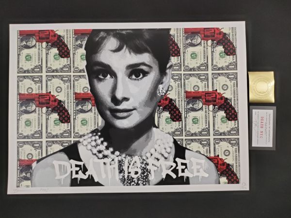 世界限定100枚 DEATH NYC アートポスター 40 Audrey Hepburn オードリーヘップバーン Banksy バンクシー LV ヴィトン_画像2