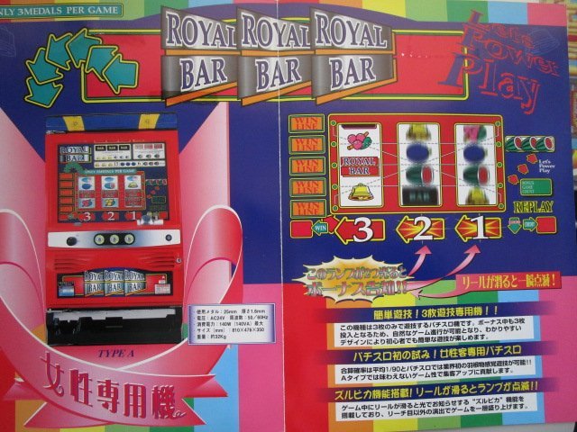 △△ 4号機　レトロSLOT　ロイヤルバー　Sammy/サミー-3【パチスロ実機/パンフレット/チラシ】テープ跡あり_画像2