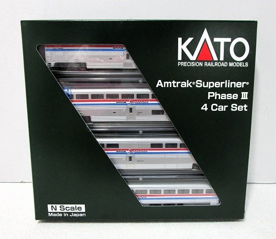 ■【車両美品】KATO Nゲージ 106-3517 Amtrak Superliner Phase III ４両セット A 外国車両 ◆ カトー_画像1