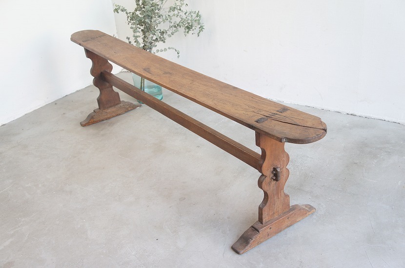  Франция античный дерево bench / античный bench / Vintage bench /p Limitee .b/3 местный ./ Cafe / следы lie/ голубой ta ритм /2 человек 