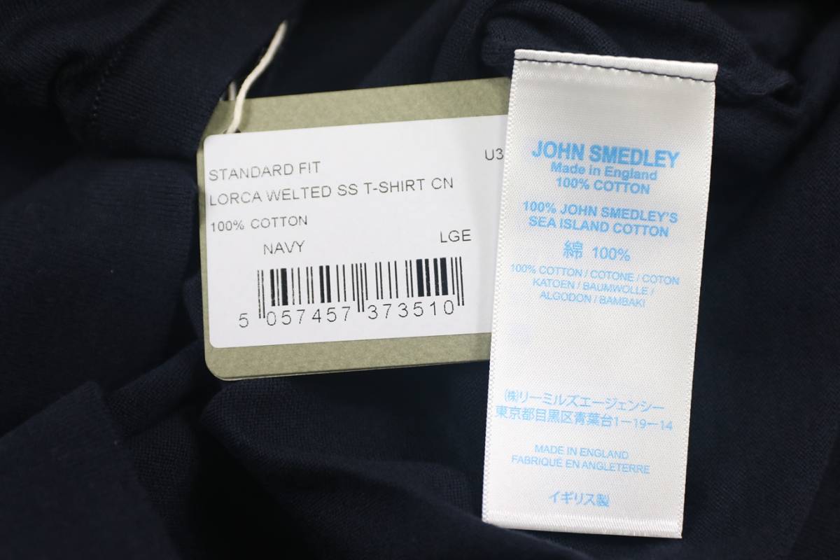 新品 John Smedley　ジョンスメドレー 最高級シーアイランドコットン　 Lサイズ Tシャツ　NAVY_画像5