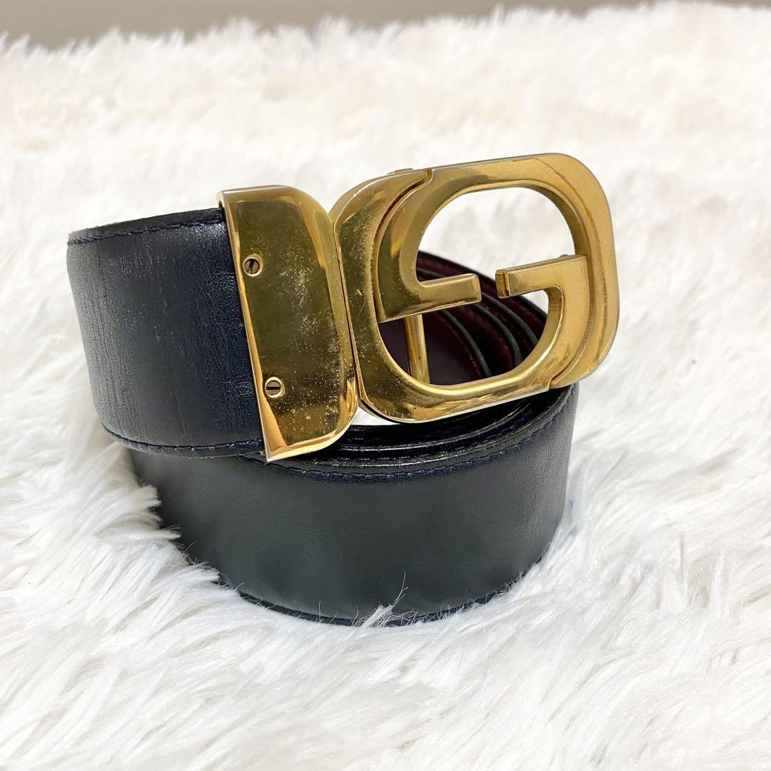 GUCCI GG LOGO BUCKLE LEATHER BELT/グッチGGロゴバックルレザーベルト