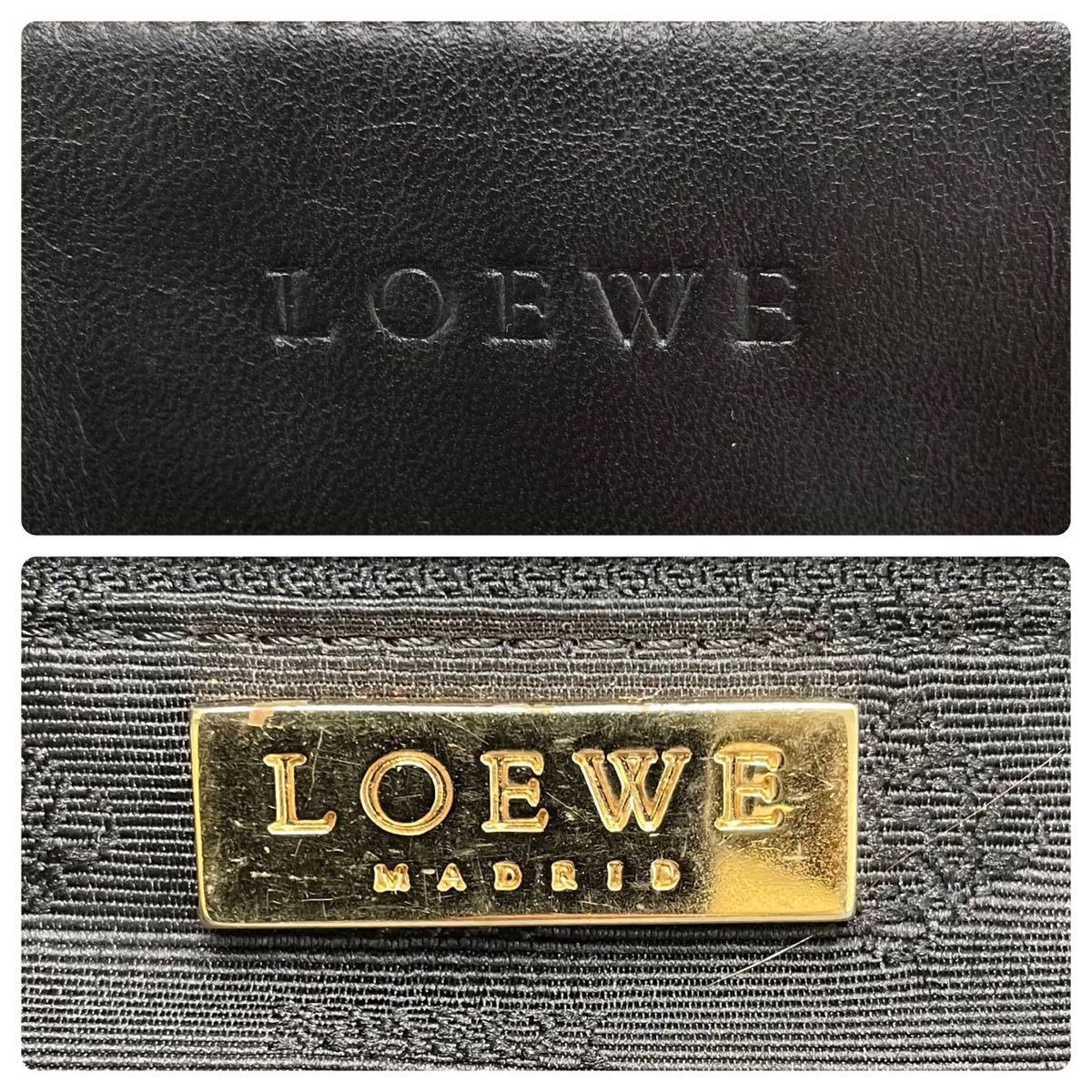 1円【極上】LOEWE ロエベ メンズ トートバッグ A4サイズ収納 肩掛け ロゴ方押し ラムレザー 本革 ハンド ビジネス 通勤 会社 ブラック_画像9