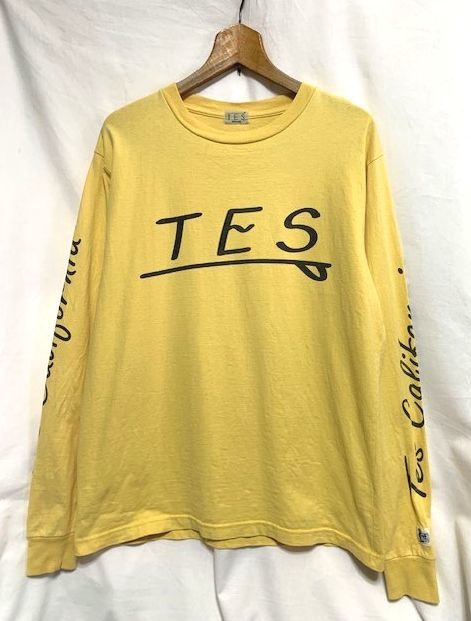 ★美品　TES　THE ENDLESS SUMMER　製品染めイエロー TES ロゴプリント ロングスリーブTシャツ 日本製 M_画像1