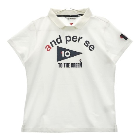 AND PER SE アンパスィ 2022年モデル 襟付き 半袖Tシャツ 10周年刺繍 ホワイト系 LL [240101057367] ゴルフウェア レディース