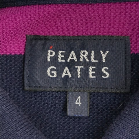 PEARLY GATES パーリーゲイツ 半袖ポロシャツ ボーダー柄 パープル系 4 [240101058568] ゴルフウェア メンズ_画像5