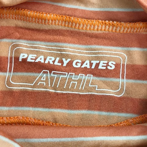 【1円】PEARLY GATES パーリーゲイツ 長袖ハイネックTシャツ ボーダー柄 オレンジ系 0 [240001858330]_画像5