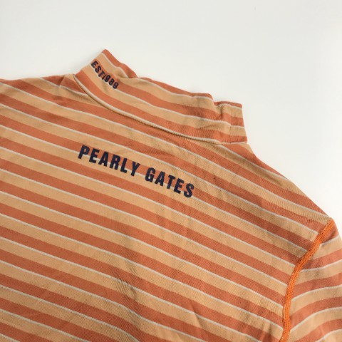 【1円】PEARLY GATES パーリーゲイツ 長袖ハイネックTシャツ ボーダー柄 オレンジ系 0 [240001858330]_画像4