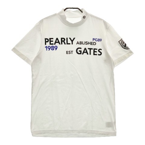 PEARLY GATES パーリーゲイツ 2022年モデル ハイネック 半袖Tシャツ ロゴ ホワイト系 4 [240101066370] ゴルフウェア メンズ_画像1